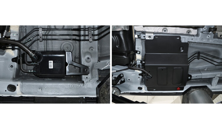 Защита адсорбера АвтоБроня для Geely Emgrand X7 I рестайлинг 2018-2021, штампованная, сталь 1.8 мм, с крепежом, 111.01920.1