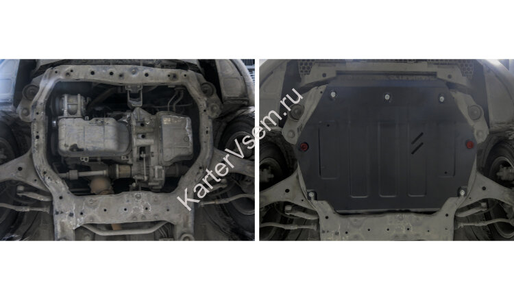 Защита картера и КПП АвтоБроня для JAC S3 CVT FWD 2014-н.в., штампованная, сталь 1.8 мм, с крепежом, 111.09202.1