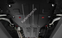 Защита картера, КПП и РК АвтоБроня для Kia Stinger 4WD 2017-н.в., штампованная, сталь 1.8 мм, 2 части, с крепежом, K111.02841.1