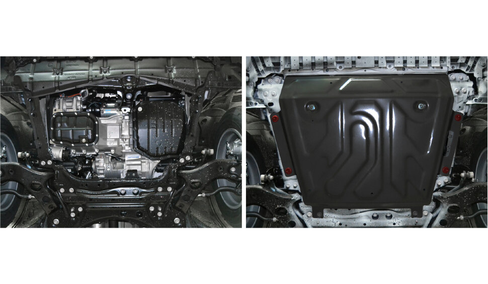 Защита картера и КПП АвтоБроня (увеличенная) для Toyota RAV4 CA40 2012-2019, штампованная, сталь 1.8 мм, с крепежом, 111.05769.1