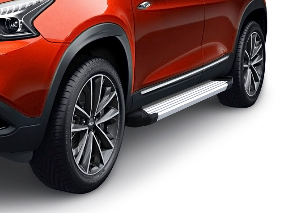 Пороги площадки (подножки) "Silver" Rival для Chery Tiggo 7 2019-2020, 180 см, 2 шт., алюминий, F180AL.0905.1 с доставкой по всей России