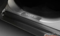 Накладки на пороги AutoMax для Nissan Note II поколение 2012-2020., нерж. сталь, с надписью, 4 шт., AMNINOT01