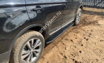Пороги площадки (подножки) "Premium-Black" Rival для Volkswagen Touareg II 2010-2018, 193 см, 2 шт., алюминий, A193ALB.5801.3
