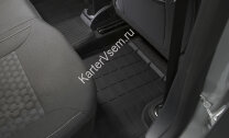Коврики в салон автомобиля Rival для Renault Sandero II поколение 2014-2018 2018-н.в., литьевой полиуретан, с крепежом, 5 частей, 64703001