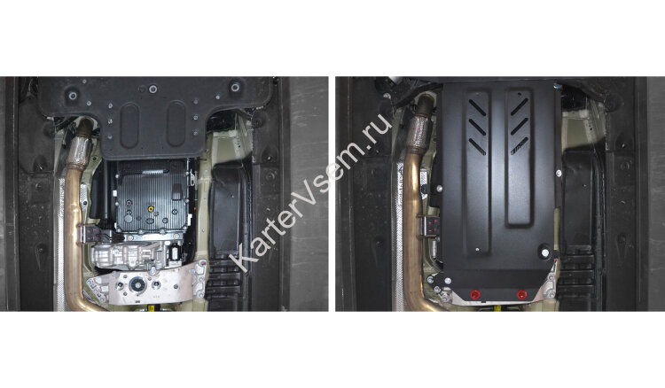 Защита КПП и РК АвтоБроня для Kia Stinger 4WD 2017-н.в. (устанавл-ся совместно с 111.02841.1), штампованная, сталь 1.8 мм, с крепежом, 111.02844.1
