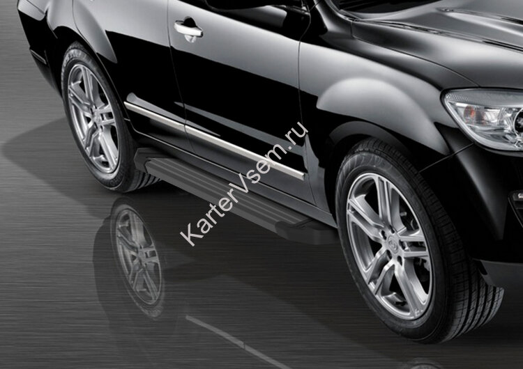 Пороги на автомобиль "Black" Rival для Hawtai Boliger 2014-2020, 173 см, 2 шт., алюминий, F173ALB.2901.1