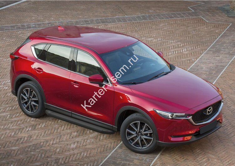 Пороги площадки (подножки) "Premium-Black" Rival для Mazda CX-5 II 2017-н.в., 173 см, 2 шт., алюминий, A173ALB.3802.1 купить недорого