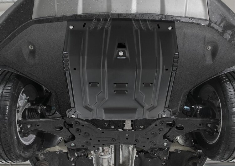 Защита картера и КПП Rival для Hyundai Tucson III 2015-2018, сталь 1.5 мм, с крепежом, штампованная, 111.2375.1