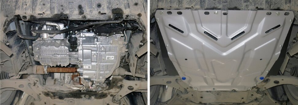 Защита картера и КПП Rival для Ford Focus II, III 2005-2019, штампованная, алюминий 3 мм, с крепежом, 333.1850.1