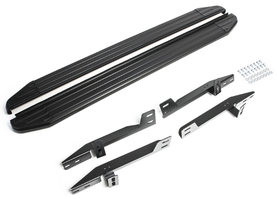 Пороги площадки (подножки) "Premium-Black" Rival для Honda CR-V III 2007-2012, 173 см, 2 шт., алюминий, A173ALB.2101.1 с инструкцией и сертификатом