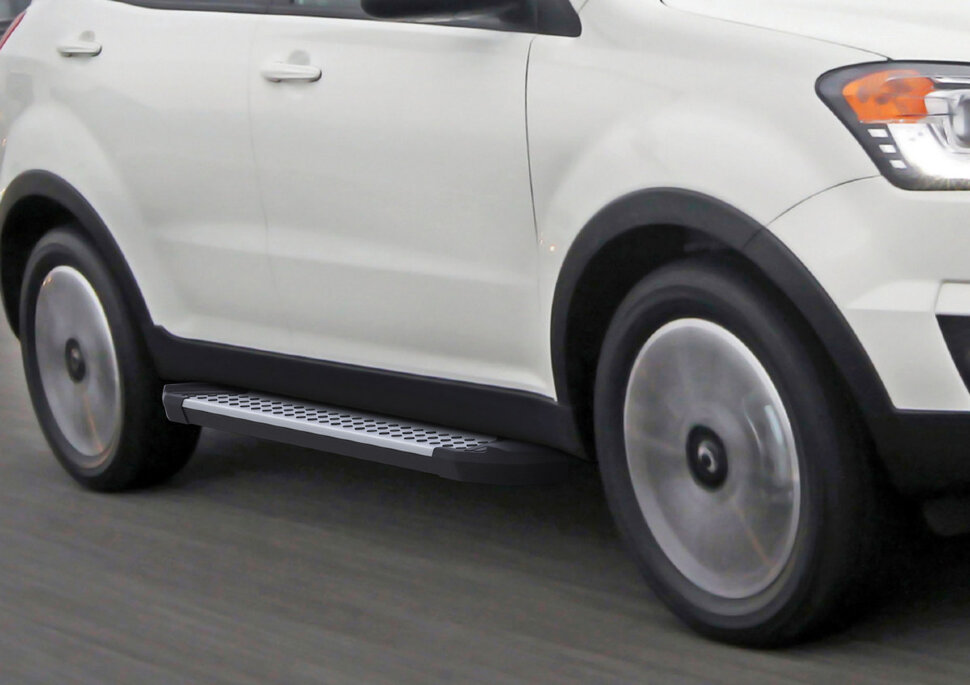 Пороги площадки (подножки) "Bmw-Style круг" Rival для SsangYong Actyon II 2010-2013 2013-н.в., 173 см, 2 шт., алюминий, D173AL.5303.2 с доставкой по всей России