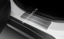 Накладки на пороги Rival для Mitsubishi Outlander III рестайлинг 2015-2018 2018-н.в., нерж. сталь, с надписью, 4 шт., NP.4006.3 с инструкцией и сертификатом