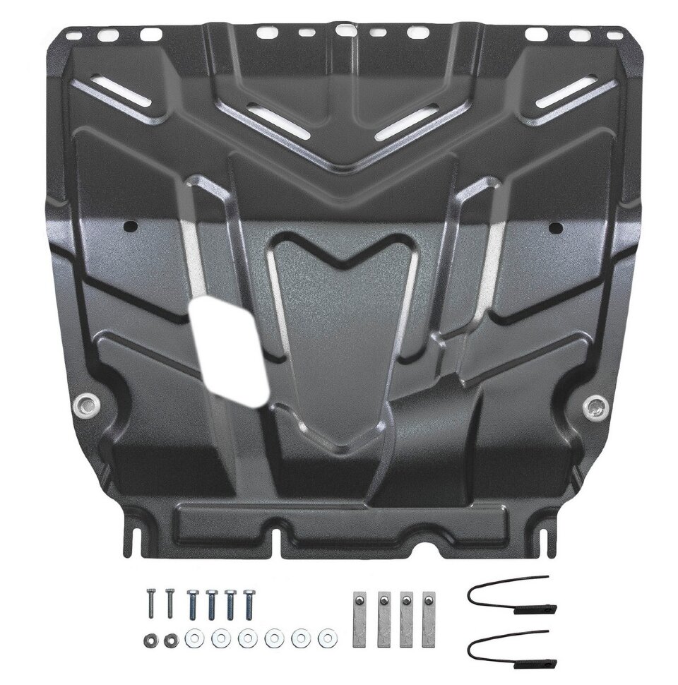 Защита картера и КПП AutoMax для Ford C-MAX I поколение (V - 2.0; 1.6; 1.8) 2003-2010/Grand C-Max II поколение (V - 1.6) 2010-2015/Focus II поколение (V - все) 2005-2011/Focus III поколение (V - все) 2011-2019/Kuga I поколение (V - 2.0D) 2008-2013, штампо