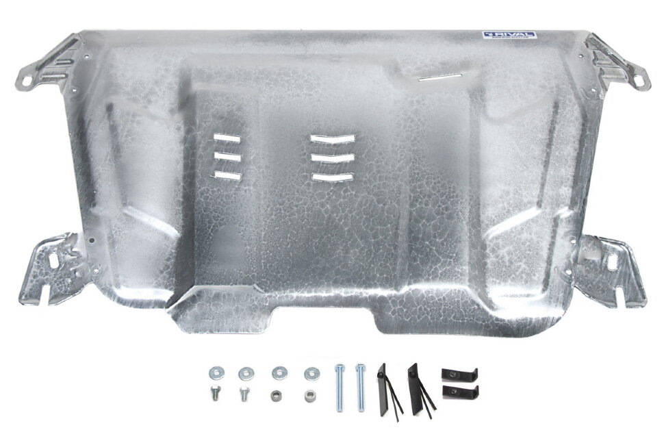 Защита картера и КПП Rival для Toyota Camry XV50, XV70 2011-2021 2021-н.в., оцинкованная сталь 1.5 мм, с крепежом, штампованная, ZZZ.9519.1