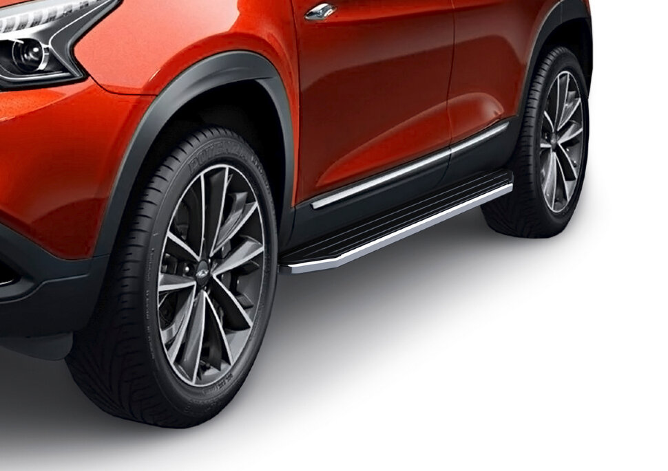 Пороги площадки (подножки) "Premium" Rival для Chery Tiggo 8 2020-н.в., 180 см, 2 шт., алюминий, A180ALP.0905.1 с доставкой по всей России