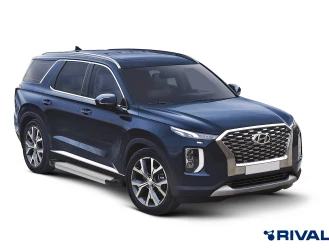Пороги на автомобиль (подножки) "Silver" Rival для Hyundai Palisade 2020-н.в., 193 см, 2 шт., алюминий, F193AL.2311.1