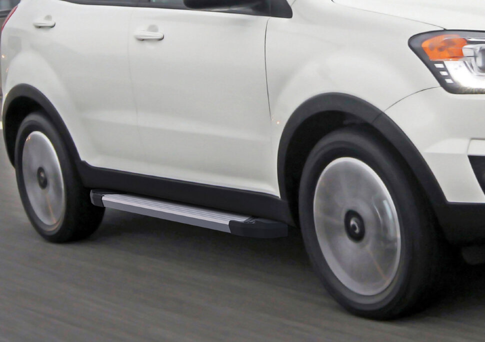 Пороги площадки (подножки) "Silver" Rival для SsangYong Actyon II 2010-2013 2013-н.в., 173 см, 2 шт., алюминий, F173AL.5303.2 с доставкой по всей России