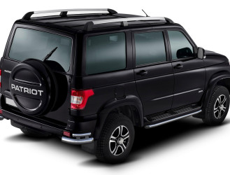 Защита заднего бампера d76+d42 уголки Rival для УАЗ Patriot I рестайлинг 2014-2016 2016-н.в., нерж. сталь, 2 части, R.6302.010