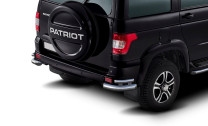 Защита заднего бампера d76+d42 уголки Rival для УАЗ Patriot I рестайлинг 2014-2016 2016-н.в., нерж. сталь, 2 части, R.6302.010