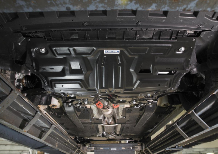 Защита картера и КПП Rival для Jetta VA3 (V - 1.5) 2023-н.в., сталь 1.5 мм, с крепежом, штампованная, 111.5842.1