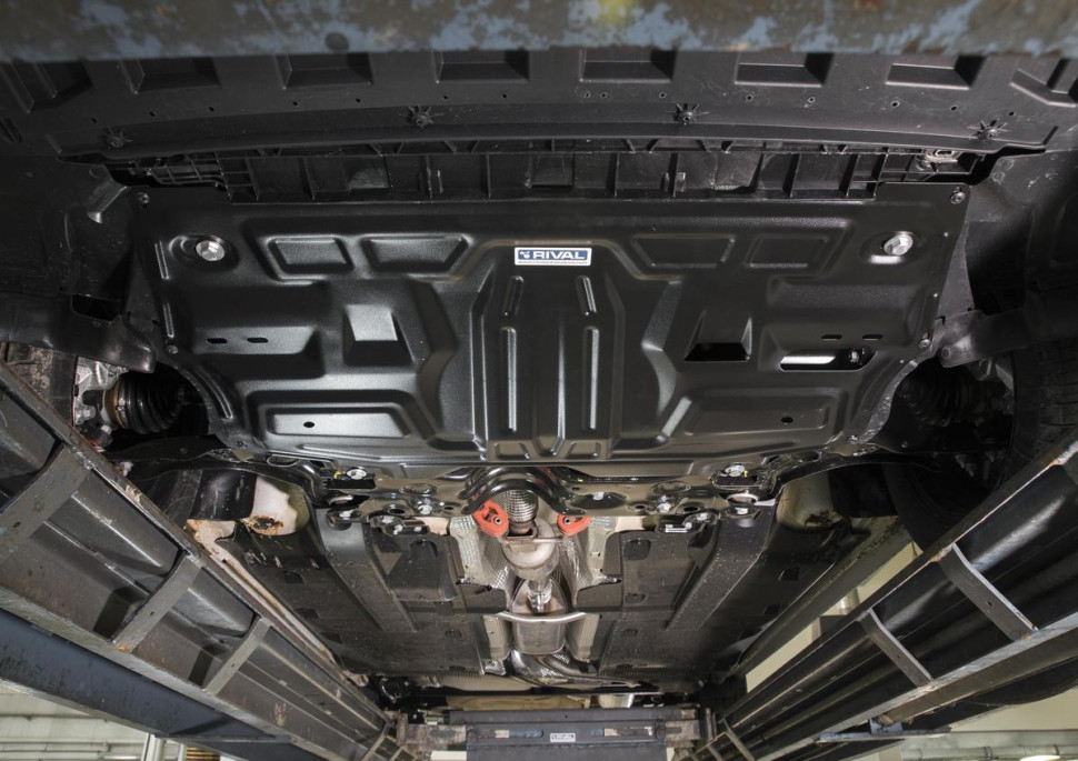 Защита картера и КПП Rival для Jetta VA3 (V - 1.5) 2023-н.в., сталь 1.5 мм, с крепежом, штампованная, 111.5842.1