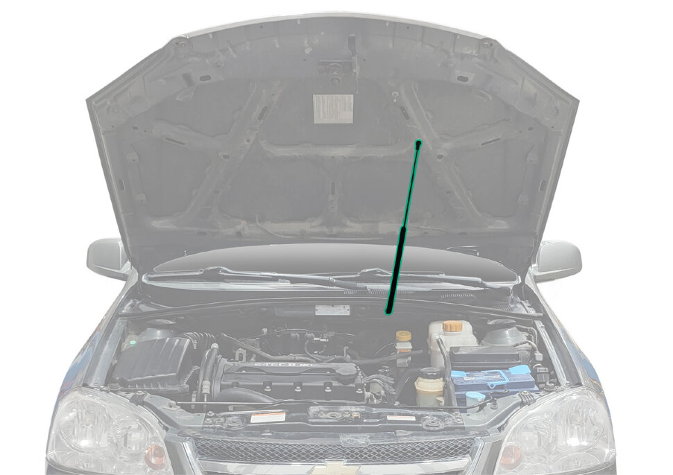 Газовый упор капота Pneumatic для Chevrolet Lacetti 2004-2013, 1 шт., KU-CH-LA00-00