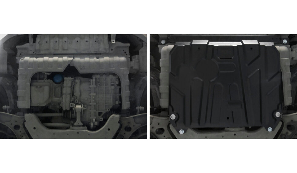 Защита картера и КПП AutoMax для Hyundai Solaris I (V - 1.4; 1.6) 2010-2017/Kia Rio III (V - все) 2011-2017, сталь 1.4 мм, с крепежом, штампованная, AM.2343.1