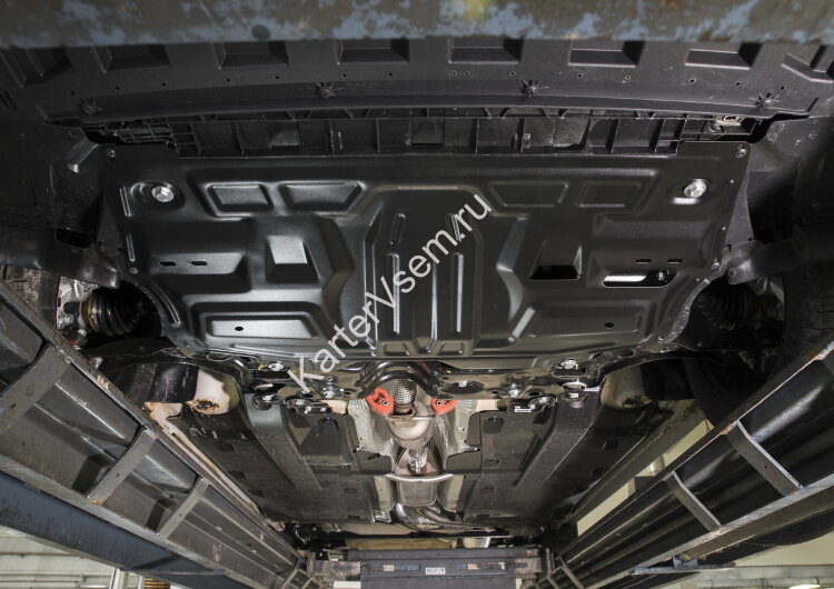 Защита картера и КПП AutoMax для Skoda Fabia RS II 2010-2014, сталь 1.5 мм, с крепежом, штампованная, AM.5877.1