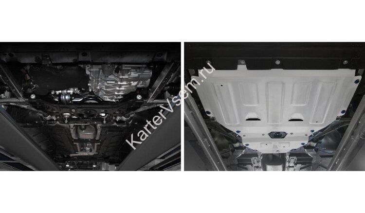 Защита картера Rival для Mercedes-Benz B-klasse W247 (180) 2018-н.в., штампованная, алюминий 3 мм, с крепежом, 2 части, K333.3944.1