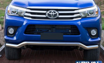 Защита переднего бампера d57 волна + комплект крепежа, RIVAL, Toyota Hilux 2015-