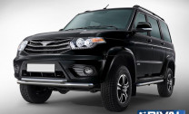 Защита переднего бампера d76+d57 + комплект крепежа, RIVAL, UAZ Patriot 2014-2016-