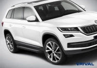Пороги на автомобиль (подножки) "Black" Rival для Skoda Kodiaq 2017-н.в., 180 см, 2 шт., алюминий, F180ALB.5102.2