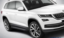 Пороги на автомобиль (подножки) "Black" Rival для Skoda Kodiaq 2017-н.в., 180 см, 2 шт., алюминий, F180ALB.5102.2
