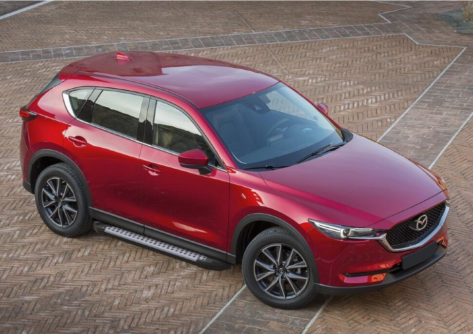 Пороги площадки (подножки) "Bmw-Style круг" Rival для Mazda CX-5 II 2017-н.в., 173 см, 2 шт., алюминий, D173AL.3802.1 купить недорого