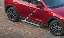 Пороги площадки (подножки) "Bmw-Style круг" Rival для Mazda CX-5 II 2017-н.в., 173 см, 2 шт., алюминий, D173AL.3802.1 с доставкой по всей России