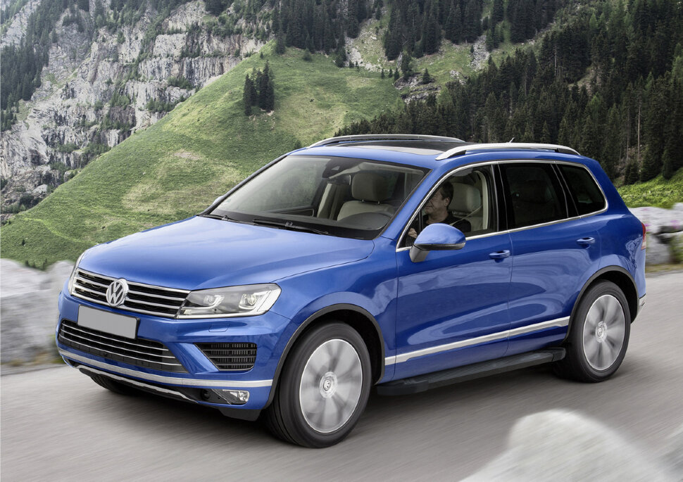 Пороги площадки (подножки) "Black" Rival для Volkswagen Touareg II 2010-2018, 193 см, 2 шт., алюминий, F193ALB.5801.3 купить недорого