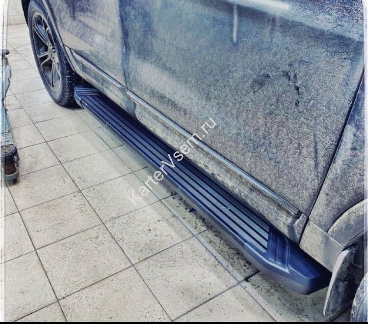 Пороги площадки (подножки) "Black" Rival для Volkswagen Touareg II 2010-2018, 193 см, 2 шт., алюминий, F193ALB.5801.3
