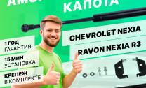 Газовые упоры капота Pneumatic для Chevrolet Nexia 2020-н.в., 2 шт., KU-RV-R300-00