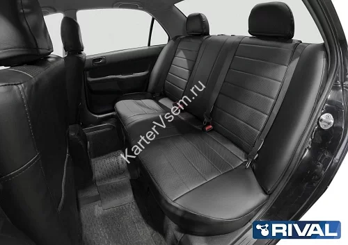 Авточехлы Rival Строчка (зад. спинка 40/60) для сидений Mitsubishi Lancer IX поколение седан 2003-2010, экокожа, черные, SC.4004.1