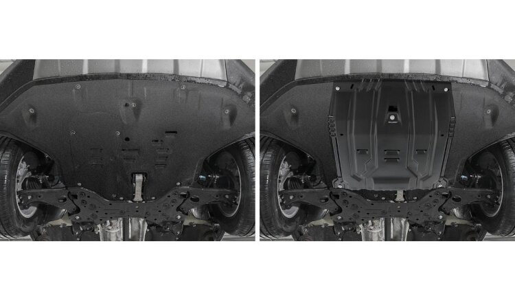 Защита картера и КПП Rival для Kia Sorento III Prime рестайлинг 2017-2020, сталь 1.5 мм, с крепежом, штампованная, 111.2375.1