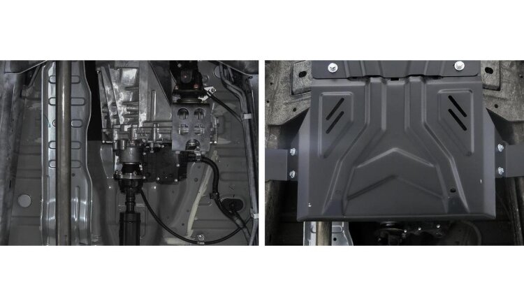 Защита РК Rival для Mitsubishi Pajero Sport III 2016-2021 2021-н.в., сталь 1.8 мм, с крепежом (устанавл-ся совместно с 111.4047.2), штампованная, 111.4048.2