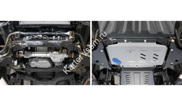Защита картера Rival для Mercedes-Benz X-klasse 4WD 2017-н.в. (устанавл-ся совместно с 333.4164.2), штампованная, алюминий 4 мм, с крепежом, 333.4165.2
