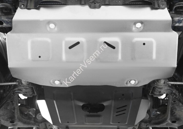Защита радиатора и картера Rival (часть 1) для Toyota Hilux VIII 4WD (только со штатным бампером) 2015-2018, штампованная, алюминий 4 мм, без крепежа, 3.9501.1
