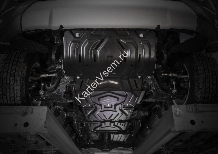 Защита радиатора, картера, КПП и РК Rival для Mitsubishi Pajero Sport III 2016-2021 2021-н.в., сталь 3 мм, 4 части, с крепежом, штампованная, K222.4046.3