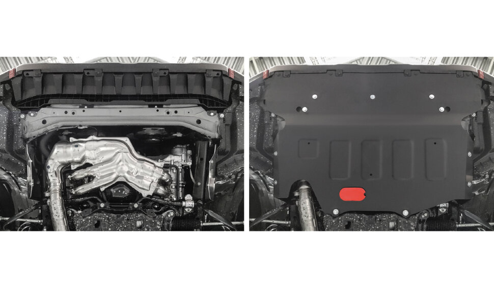 Защита картера АвтоБроня (увеличенная) для Subaru Forester V 4WD 2018-2021, штампованная, сталь 1.8 мм, с крепежом, 111.05439.1