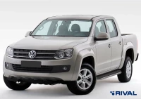 Пороги на автомобиль (подножки) "Premium" Rival для Volkswagen Amarok 2010-2016, 193 см, 2 шт., алюминий, A193ALP.5803.1