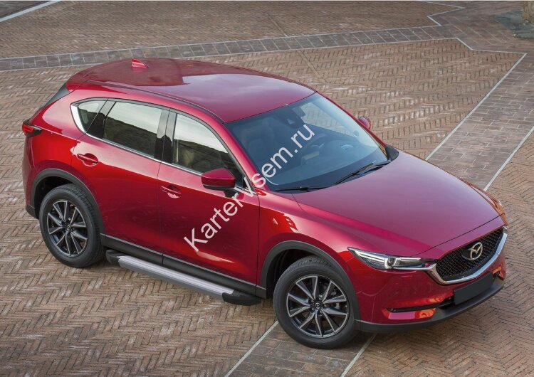 Пороги площадки (подножки) "Silver" Rival для Mazda CX-5 II 2017-н.в., 173 см, 2 шт., алюминий, F173AL.3802.1 купить недорого
