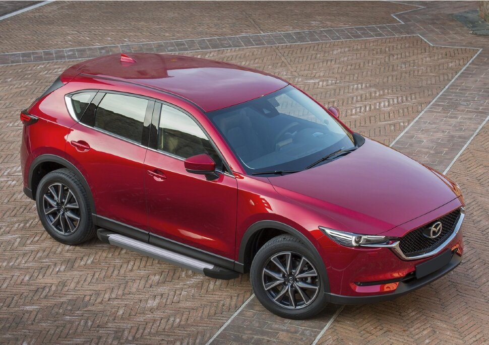Пороги площадки (подножки) "Silver" Rival для Mazda CX-5 II 2017-н.в., 173 см, 2 шт., алюминий, F173AL.3802.1 купить недорого
