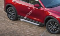 Пороги площадки (подножки) "Silver" Rival для Mazda CX-5 II 2017-н.в., 173 см, 2 шт., алюминий, F173AL.3802.1 с доставкой по всей России