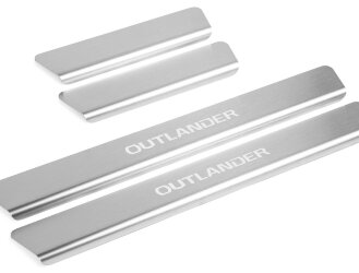 Накладки на пороги Rival для Mitsubishi Outlander XL 2005-2012, нерж. сталь, с надписью, 4 шт., NP.4014.3